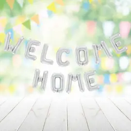 Welcome Home Kirjainilmapallo Harmaa