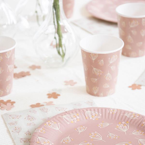 Pahvimukit Kukkiva Pinkkiruskea 8 kpl